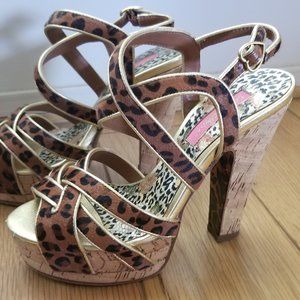 Betsey Johnson Platform Strappy Leopard Sandals